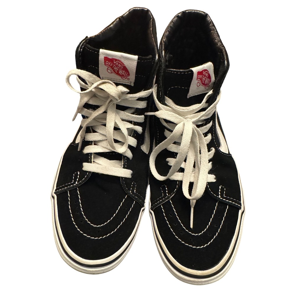 Vans Sk8-Hi High Top Skate Shoes Black White Suede Canvas Mens 8 Womens 9.5
